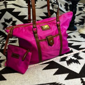 Dooney and Bourke Wayfarer nylon tote in pink.